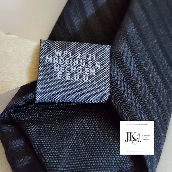 City Of London by Ferrell Reed Mens Necktie Silk Black Striped - Picture 7 of 7